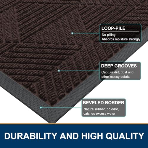 Smiry Front Door Mat Outside Entrance, Low Profile Rubber Doormat, 33x21 - Image 4
