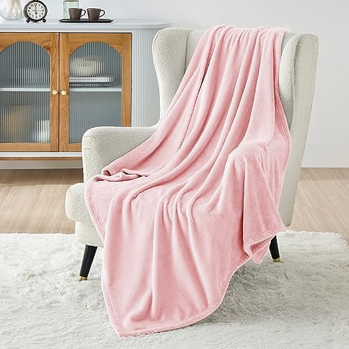 Bedsure GentleSoft Pink Fleece Throw Blanket for Couch - 300GSM Cozy Soft Blankets for Women, Cute Small Fleece Throws for Girls, Pink Home Decor Gifts, 50x60 Inches - Image 3