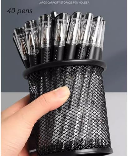 Mesh Metal Pen Holder, Round Pencil Cup Desk Organizer for Office & Home - Image 4