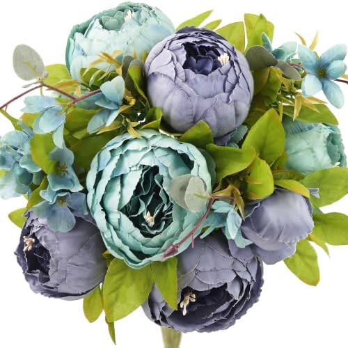 FiveSeasonStuff Mixed Blue Artificial Peony Bouquet Set of 2 by FiveSeasonStuff