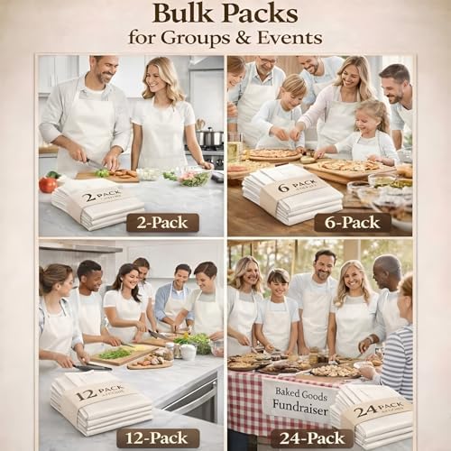 2/6/12/24 Pack Waterproof Aprons Bulk with Pockets, Polyester and PVC Coated Chef Aprons for Cooking, Painting, BBQ - Image 7