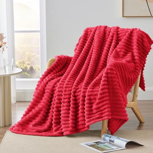 BEDELITE Ribbed Red Throw Blanket for Couch, 50"x60" by BEDELITE