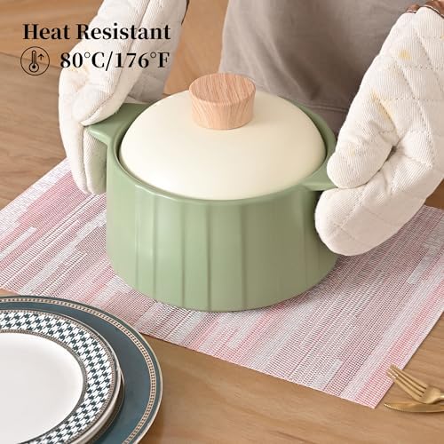Leetaltree Misty Rose Placemats Set of 8 - Heat Resistant Non-Slip Place mats for Dining Table, Washable Durable PVC Vinyl Woven Table Mats（Misty Rose, 8） - Image 4