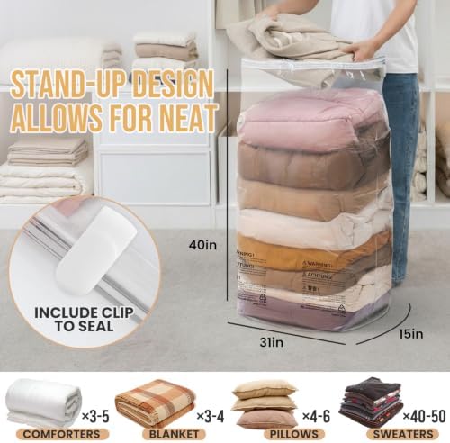 TAILI 8 Pack Cube Vacuum Storage Bags, Jumbo Size(31x40x15 inch), Clear - Image 2
