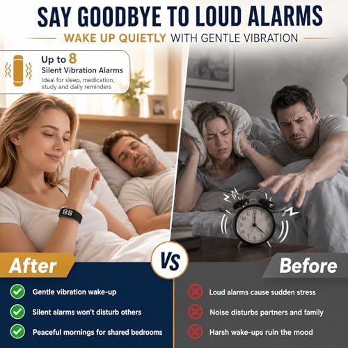 Vibrating Wristband Alarm Clock for Heavy Sleepers Vibration Wrist Bracelet Silent Watch Shock Loud with Wake Adults Wearable Deaf Shocking ADHD Vibrate Bands People Despertador Alarma - Image 3