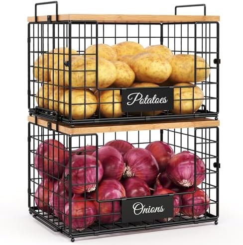 2 PACK XXL Potato and Onion Storage Bins, Pantry Organizers and Storage by keomaisyto