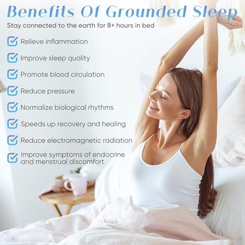 Grounding Sheet Queen Size - 95% Organic Cotton + 5% Pure Silver Fiber, Grounding Sheet Earth Connected Bedding (60"x 80"x 13" Gray) Fitted Earth Sheets with Grounding Cord - Image 3
