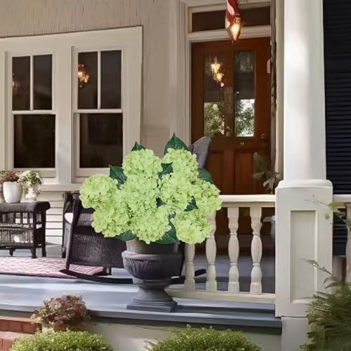 6PCS Green Hydrangea Artificial Flowers, Silk Fake Faux Hydrangea - Image 7