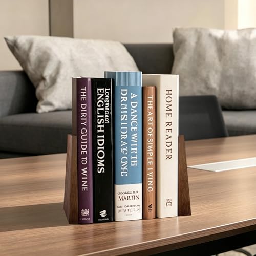 Luxdecor Decorative Bookends-Non Skid Triangle Walnut Bookend 6x5x4in 2Pack - Image 4