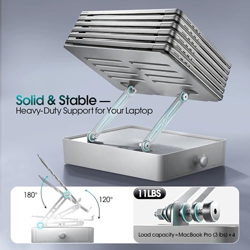 Laptop Stand with Storage Drawer, Heavy-Duty Metal Laptop Riser for Desk - Image 6