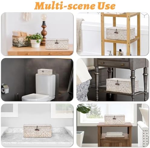Sumnacon Wicker Basket with Lid,Tampon Holder for Bathroom,Whitewash,S - Image 7
