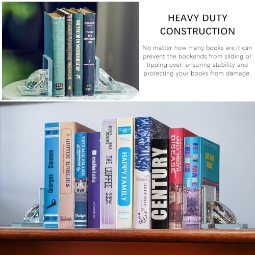 1 Pair Crystal Bookends with 80mm Clear Diamond for Heavy Books - Image 3