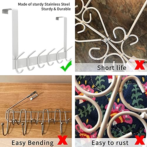 YUMORE Over the Door Hooks, Heavy Duty Door Hanger, White - Image 5