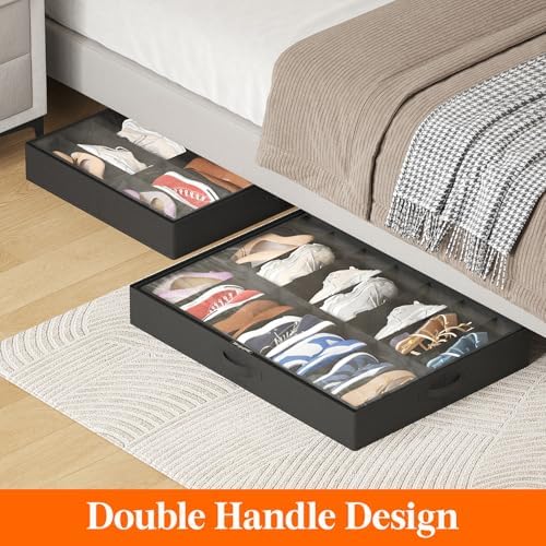 Lifewit Under Bed Shoe Storage Organizer Container, 2 Pack(14 Shoes Cells) - Image 5