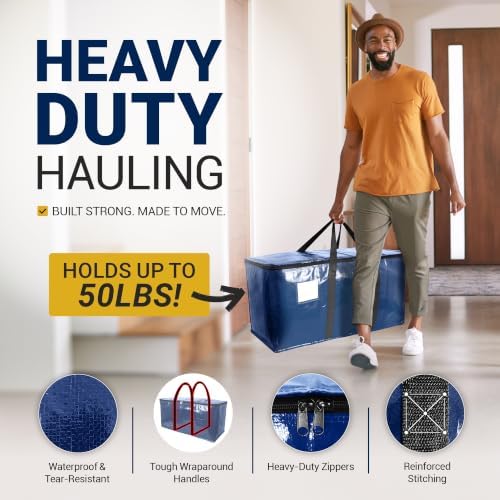 Reli. Moving Bags Heavy Duty (4 Pack) Blue Extra Large Totes - Image 3