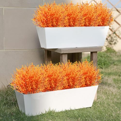 20 Bundles Artificial Fall Flowers for Outdoors,UV Resistant Fake Lavender Flowers Outdoor Faux Plastic Plants Flower for Indoor Outdoor Home Decoration(Gold Yellow) - Image 5