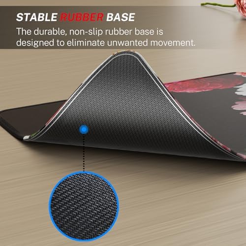 MROCO Essential Office & Gaming Mouse Pad, 8.5 x 11 Inch, Black Flower - Image 4