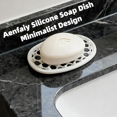 4 Pack Soap Dish for Shower, Non-Slip Silicone Bar Soap Holder with Efficient Drainage Holes for Bathroom Sink, Self Draining Soaps Saver Pad for Shower Niche, Shelf (White- 4Pcs) - Image 2