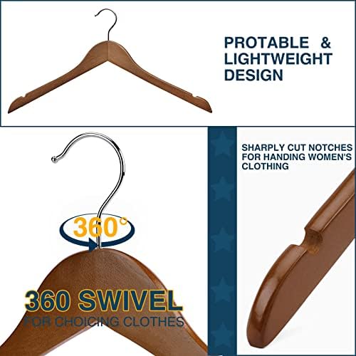 Wooden Shirt Hangers - Pack of 30 Sturdy Wood Hangers, Ideal for Laundry & Everyday Use, Heavy Duty, Walnut - Image 2