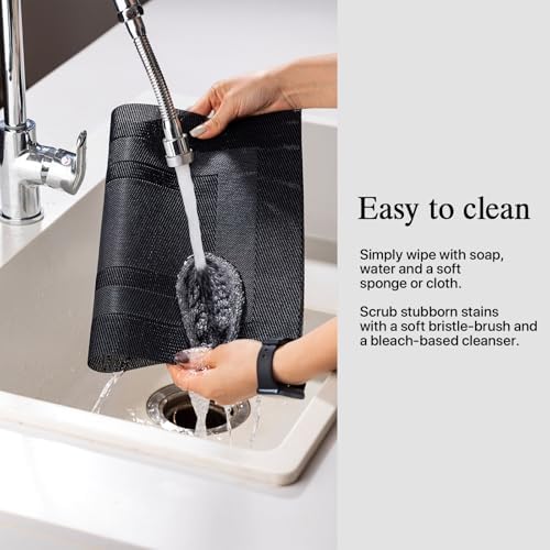 Placemats Set of 8 - Easy Clean Woven Vinyl Placemats for Dining Table, Indoor/Outdoor Place Mats, Washable PVC Table Mats（Black Cube） - Image 4