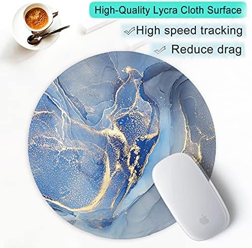 ITNRSIIET Round Mouse Pad with Stitched Edge Premium-Textured Waterproof Non-Slip Rubber Base Desktop Protection Mat Diameter 8.7 inches, Blue Marble Texture - Image 6