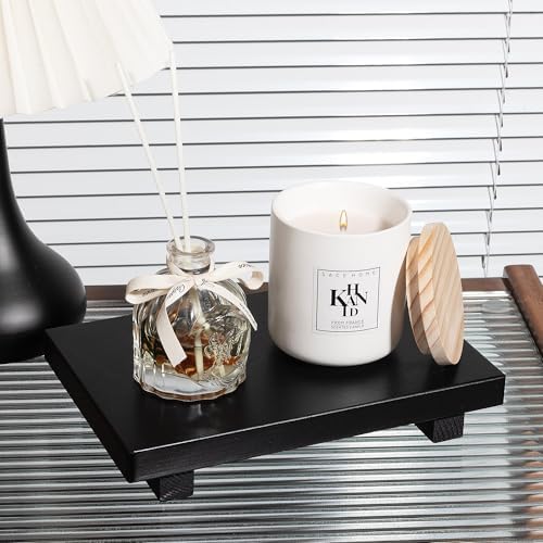 Bathroom Tray Wood Riser Kitchen Decor Soap Holder, 9" x 6" Black - Image 3