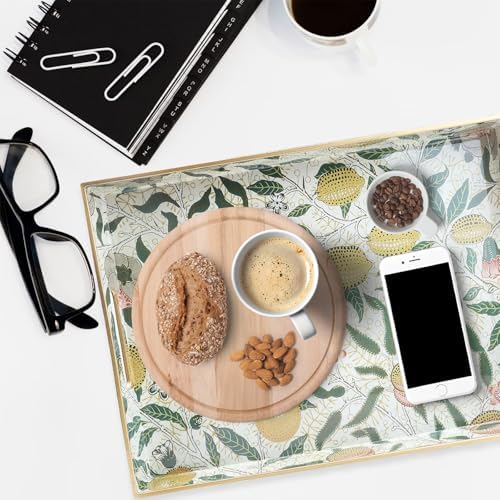 Spsyrine Plastic Serving Tray with Handles for Coffee Table, Lemon - Image 5