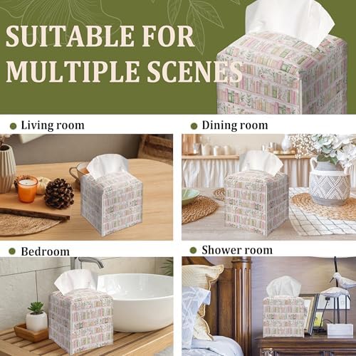 Booklover's Library Decorative Leather Tissue Box Cover - Tissue Box Holder Gifts for Women Family and Friends Funny Unique Home Decor Decorative for Kids Room Kitchen Bathroom Office - A10 - Image 6