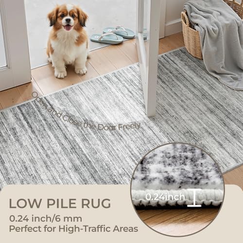 2x10 Runner Rug Non Slip,Washable Hallway Runner Rug,Grey - Image 6