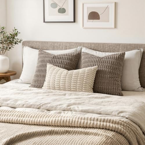 MIULEE Lumbar Corduroy Decorative Throw Pillow Covers 22x14 Cream White - Image 4