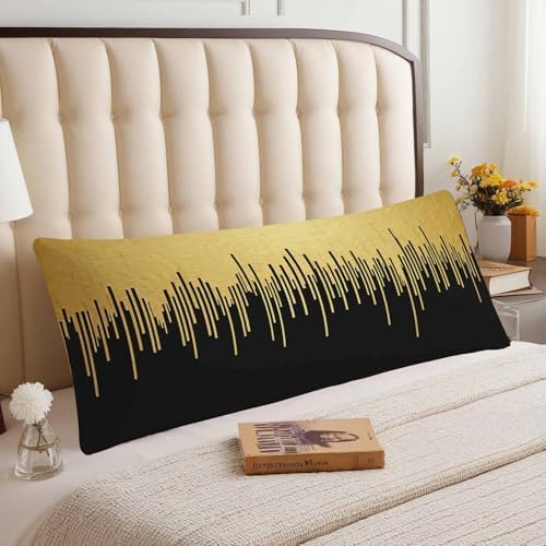 Luxury Lines Rectangle Body Pillow Covers Vertical Stripes Gold Black 20"X54" Couch Body Pillow Pillowcase Decorative Home Body Pillows Bed Pillow Cushion Covers for Sofa Car Shop - Image 3