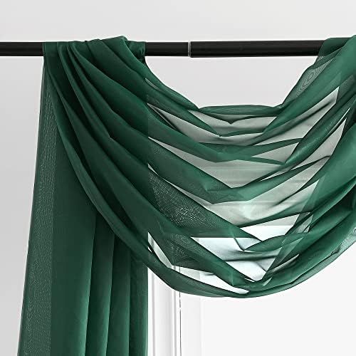 NICETOWN Sante Green Decorative Window Scarfs for Christmans, Voile Sheer Curtains Flexible Valances Bed Canopy for Thanksgiving Day, Set of 2, W60 x L216 - Image 4