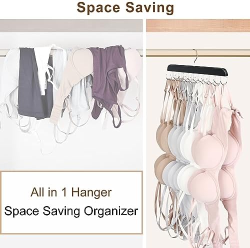 Tank Top Hanger with 40 Hooks for Closet Organizer, Premium Wood Bra Hanger - Image 5