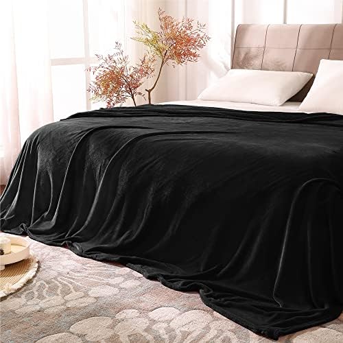 BEDELITE Fleece Blanket Soft Plush Queen Size Bed Blanket Black 90"x90" by BEDELITE