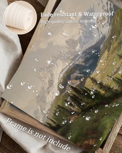 Nature Landscape Vintage Wall Art for Home Decor, Mountain View Canvas Wall Art, Farmhouse Muted Spring Summer Paintings Art Picture Aesthetic for Bedroom Bathroom Living Room Office Decor (8" x 10"-UNFRAMED) - Image 3
