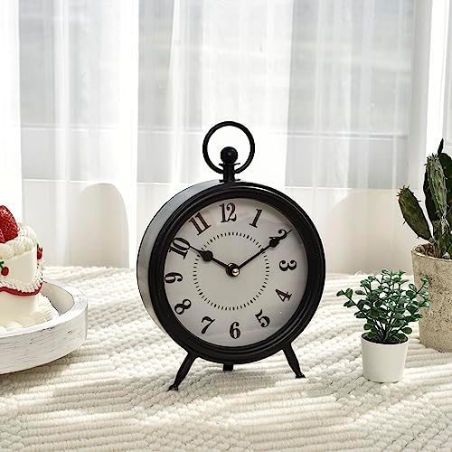 Vintage Black Table Clock on Stand, Decorative Desk and Shelf Clock, Rustic Mantel Clock Farmhouse Clock Non-Ticking - Image 6