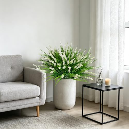 20Pcs Fake Plants Artificial Flowers Monkey Grass for Outdoors，UV Resistant Realistic White Artificial Plants Outdoor，No Fade Greenery Shrubs Outside Decor for Courtyard Porch Patio Garden - Image 6