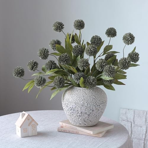 12 Pcs 27"Artificial Pompon Mum Silk Flower Stems for Vase (Dark Gray) - Image 6