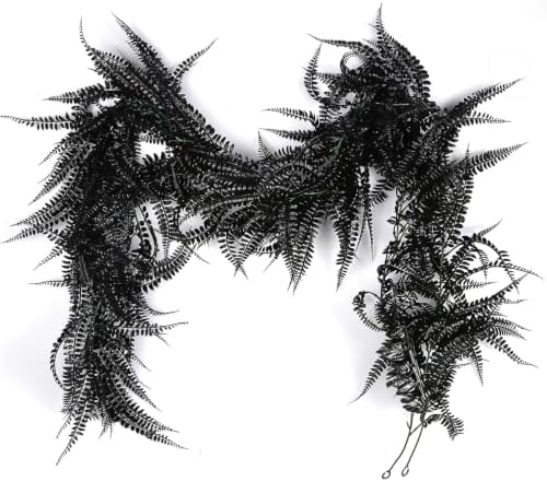 RECUTMS 2Pcs 5.8Ft Black Artificial Boston Fern Garland Fake Hanging Vines by RECUTMS