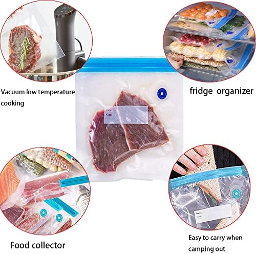 Sous Vide Bags 15pack Large Size 10.2x13.4in/ 26x34cm Food Vacuum Storage Bags, Reusable Vacuum Zipper for Sous Vide Cooking, 2 Sealing Clips for Food Storage and Sous Vide Cooking - Image 4