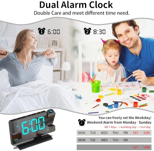 Projection Clock for Bedroom Ceiling, Black Digital Alarm Clock Room Decor - Image 5