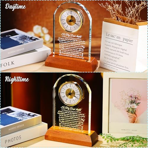 Arikyrist Aunt Gifts from Niece Nephew Glass Clock for Best Auntie - Image 5