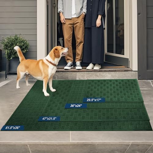 Mibao Front Door Mat Outside Entrance, 61.5" x 36", Heavy Duty Welcome Mat, Stain and Fade Resistant, Dirt Trapper Doormat, Super Absorbent Indoor Outdoor Entryway Mat with Non-Slip Backing, Green - Image 6