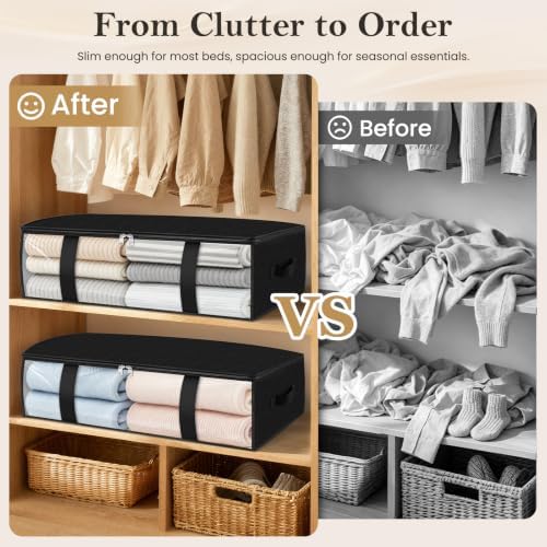 10 Pack Storage Bags, 40L Clothes Storage Containers, Storage Bins, Black - Image 4