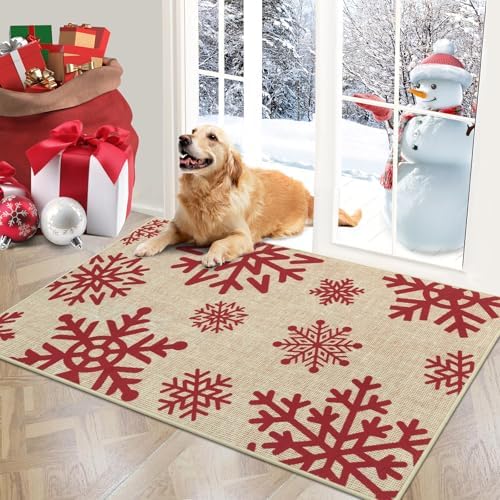 Vaukki Christmas Indoor Doormat, Xmas Entry Door Mat 32x48 inch by Vaukki