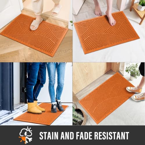 HIYARD Sturdy Front Door Mat, Absorbent Muddy Dirt Resist Welcome Door Mats Outdoor Indoor, Stain and Fade Resistant, Non-Slip Backing Entry Mat Low Profile Doormat for Entryway, 29×17, Orange - Image 4
