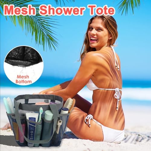 Fammart Mesh Shower Caddy Portable for College Dorm Room Essentials, Odorless Polyester Large Shower Tote Bag with Dual Handles, 8-Pocket Quick-Dry Toiletry Organizer for Travel, Beach, Camping, Gym - Image 5