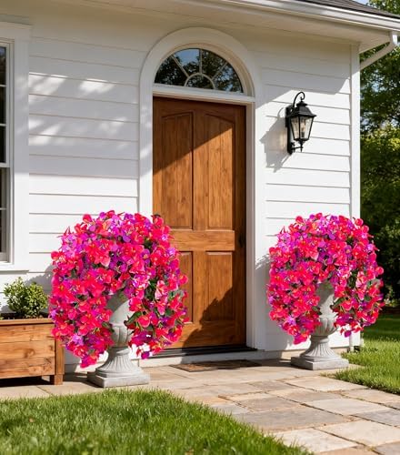 2 PCS Bougainvillea Artificial Hanging Flowers Plants for Outdoors, Mix - Image 2