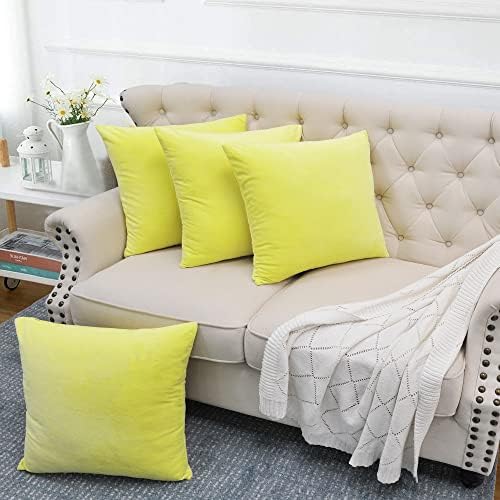 Home Soft Things Supersoft Decorative Solid Color Throw Pillow Covers Set of 4, 20x20 Inch, Butter Cup, Plush Modern Square Couch Bed Cushion Cover Home Décor - Image 2