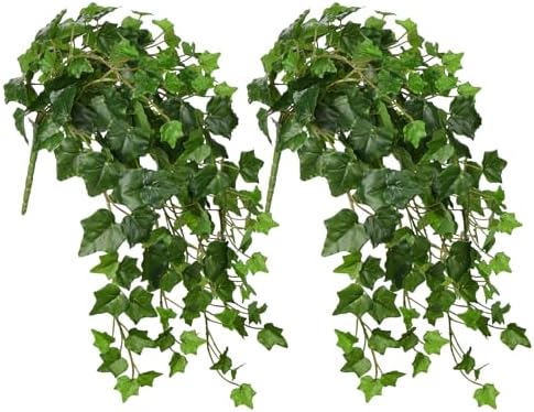 Hollyone 2pcs Artificial Hanging Plants 24" Fake Ivy Vine Faux Ivy Leaves Hanging Plant Greenery for Wall House Room Patio Indoor Outdoor Home Shelf Office Wedding Decor by Hollyone